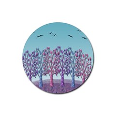 Blue Magical Landscape Rubber Round Coaster (4 Pack)  by Valentinaart