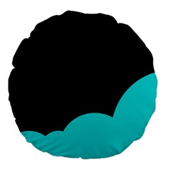 Black And Cyan Large 18  Premium Flano Round Cushions by Valentinaart