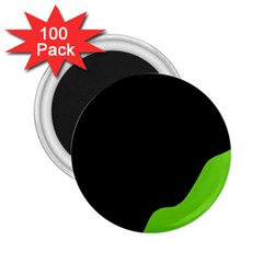 Black And Green 2 25  Magnets (100 Pack) 