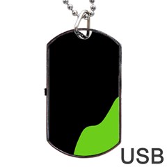Black And Green Dog Tag Usb Flash (one Side) by Valentinaart