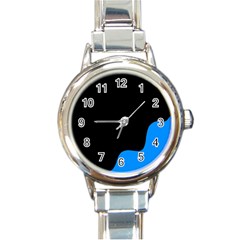 Blue and black Round Italian Charm Watch