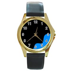 Blue and black Round Gold Metal Watch