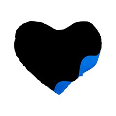 Blue and black Standard 16  Premium Flano Heart Shape Cushions
