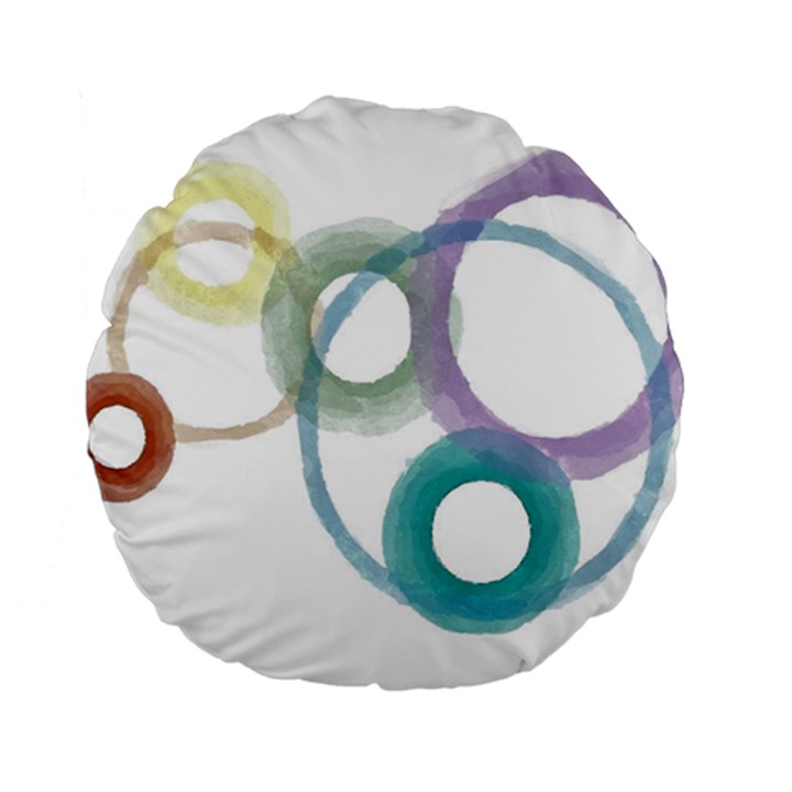 Rainbow color circles, watercolor - aquarel painting Standard 15  Premium Flano Round Cushions