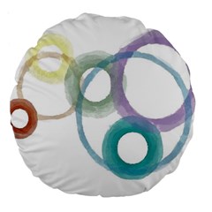 Rainbow Color Circles, Watercolor - Aquarel Painting Large 18  Premium Flano Round Cushions by picsaspassion