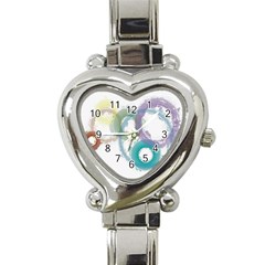 Rainbow Color Circles, Paintbrush Aquarel Heart Italian Charm Watch by picsaspassion