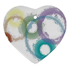 Rainbow Color Circles, Paintbrush Aquarel Heart Ornament (2 Sides) by picsaspassion