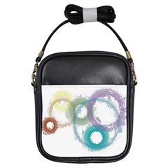 Rainbow Color Circles, Paintbrush Aquarel Girls Sling Bags by picsaspassion