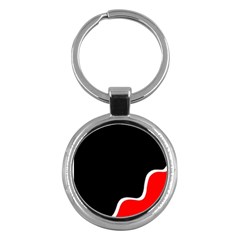 Simple Red And Black Desgin Key Chains (round)  by Valentinaart