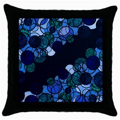 Blue Bubbles Throw Pillow Case (black) by Valentinaart