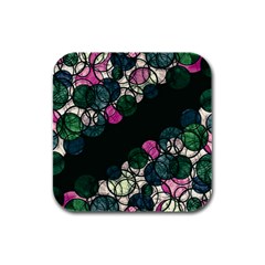 Green And Pink Bubbles Rubber Square Coaster (4 Pack)  by Valentinaart