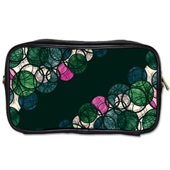 Green And Pink Bubbles Toiletries Bags by Valentinaart