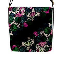 Green And Pink Bubbles Flap Messenger Bag (l)  by Valentinaart