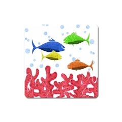 Corals And Fish Square Magnet by Valentinaart