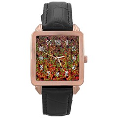 Red corals Rose Gold Leather Watch 