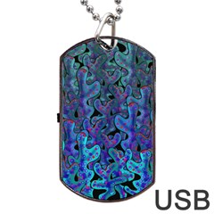 Blue Coral Dog Tag Usb Flash (one Side) by Valentinaart