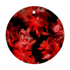 Red Flower  Round Ornament (two Sides)  by Brittlevirginclothing