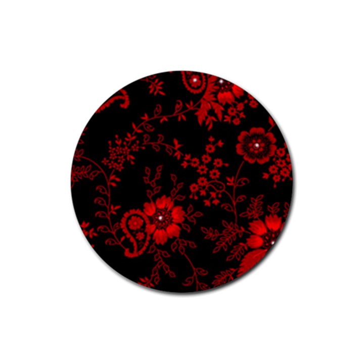 Small Red Roses Rubber Coaster (Round) 