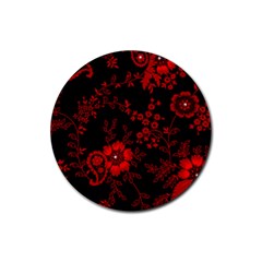 Small Red Roses Rubber Round Coaster (4 Pack)  by Brittlevirginclothing