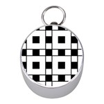 Black And White Pattern Mini Silver Compasses Front