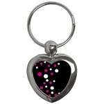 Pink and white dots Key Chains (Heart)  Front