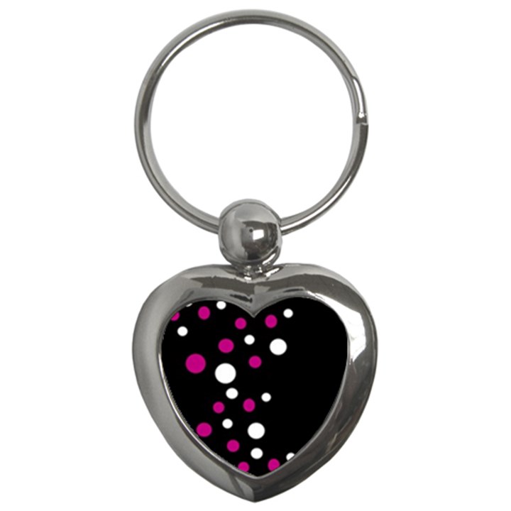 Pink and white dots Key Chains (Heart) 