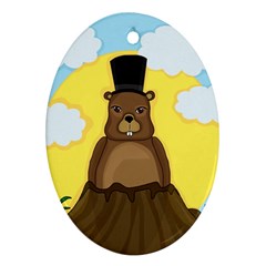 Groundhog Oval Ornament (two Sides) by Valentinaart