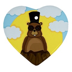 Happy Groundhog Day Ornament (heart)  by Valentinaart