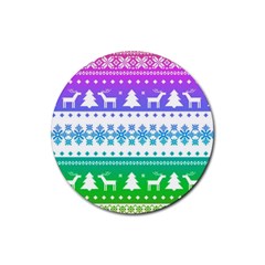 Cute Rainbow Bohemian Rubber Coaster (round)  by Brittlevirginclothing