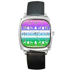 Cute Rainbow Bohemian Square Metal Watch by Brittlevirginclothing