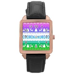 Cute Rainbow Bohemian Rose Gold Leather Watch 