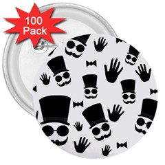 Gentlemen - Black And White 3  Buttons (100 Pack)  by Valentinaart