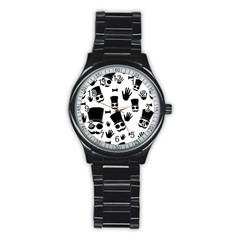 Gentlemen - Black And White Stainless Steel Round Watch by Valentinaart