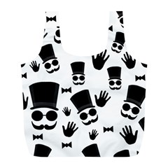 Gentlemen - Black And White Full Print Recycle Bags (l)  by Valentinaart