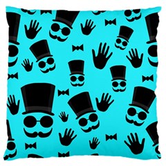 Gentlemen - Blue Pattern Large Flano Cushion Case (one Side) by Valentinaart