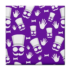 Gentleman Pattern - Purple And White Tile Coasters by Valentinaart