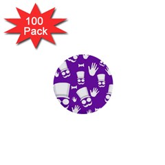 Gentleman Pattern - Purple And White 1  Mini Buttons (100 Pack)  by Valentinaart