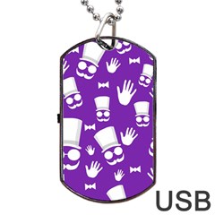 Gentleman Pattern - Purple And White Dog Tag Usb Flash (one Side) by Valentinaart