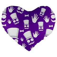 Gentleman Pattern - Purple And White Large 19  Premium Flano Heart Shape Cushions by Valentinaart