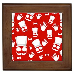 Gentlemen - Red And White Pattern Framed Tiles by Valentinaart