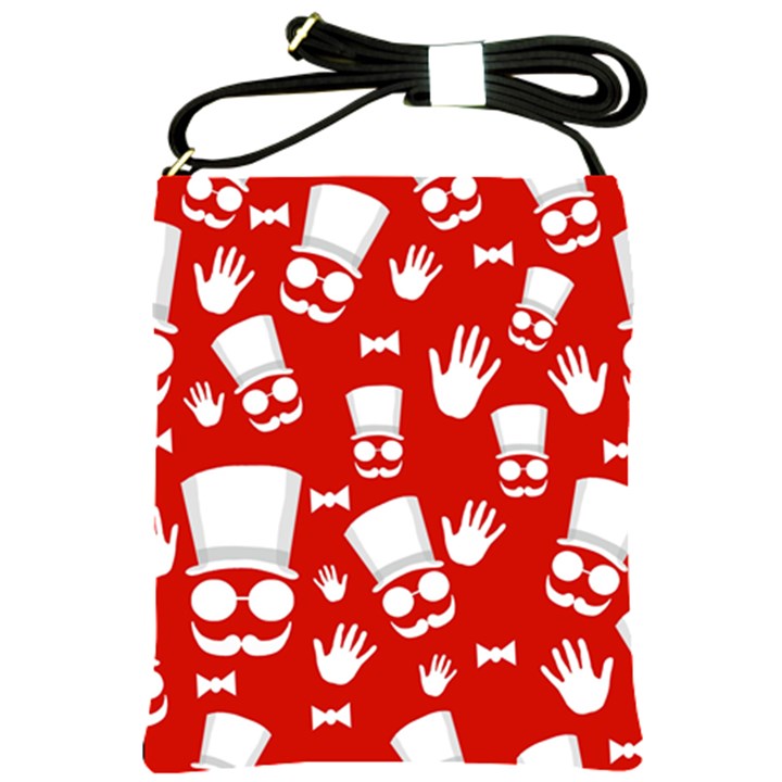 Gentlemen - red and white pattern Shoulder Sling Bags