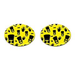 Gentlemen - Yellow Pattern Cufflinks (oval) by Valentinaart