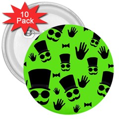 Gentleman - Green Pattern 3  Buttons (10 Pack)  by Valentinaart