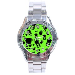 Gentleman - Green Pattern Stainless Steel Analogue Watch by Valentinaart