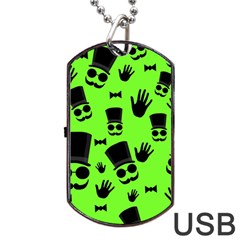 Gentleman - Green Pattern Dog Tag Usb Flash (two Sides)  by Valentinaart