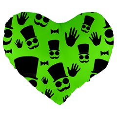 Gentleman - Green Pattern Large 19  Premium Heart Shape Cushions by Valentinaart