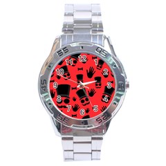 Gentlemen - Red Stainless Steel Analogue Watch by Valentinaart