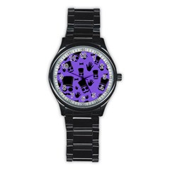 Gentleman purple pattern Stainless Steel Round Watch