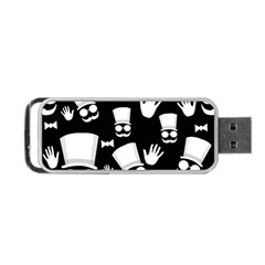 Gentleman - Black And White Pattern Portable Usb Flash (one Side) by Valentinaart