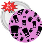 Gentleman - pink pattern 3  Buttons (100 pack)  Front